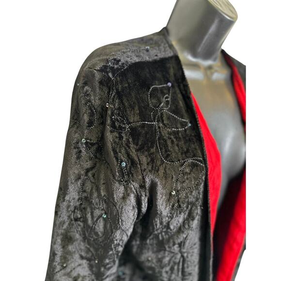 Vintage Y2K Choices Black Burnout Velvet Embroidered Jacket MD Whimsigoth Witchy - Picture 2 of 8